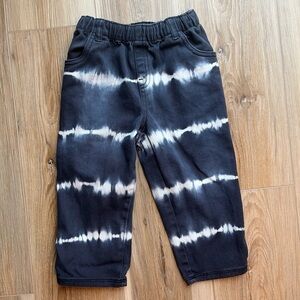 Open Edit Toddler Tie Dye Stretch Straight Leg Jeans in Navy Charcoal Size 3